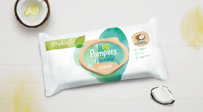 Pampers® Harmonie Coco Baby Wipes Plastic Free