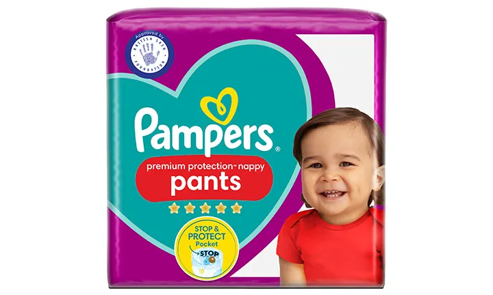 Pampers Premium Protection Nappy Pants, Size 6 (15kg+) Essential Pack