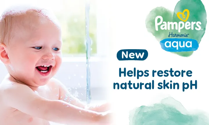 Pampers Harmonie Aqua helps restore natural skin pH.
