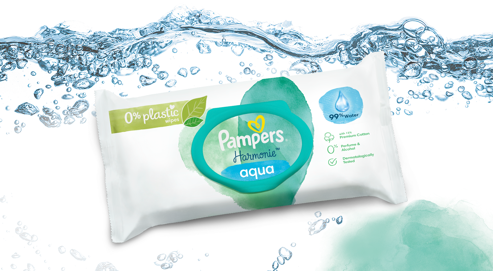 Pampers Harmonie Aqua Baby Wipes - Baby Wet Wipes, 48 pcs | MAKEUP
