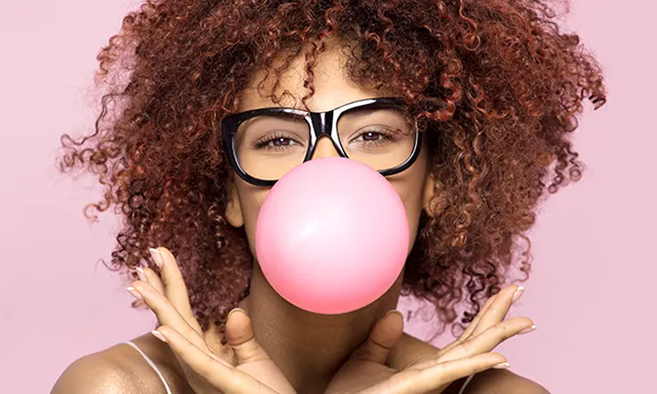 Pink or blue bubble gum gender reveal