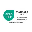 Tested and certified Standard 100 by Oeko-Tex.