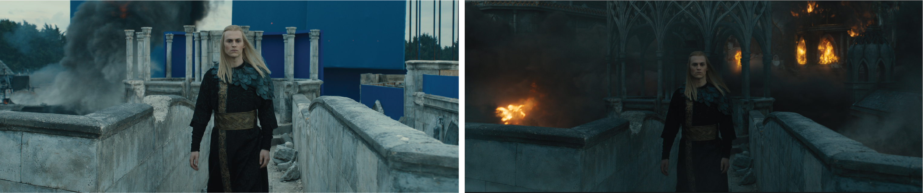 The Rings of Power Season 2 - Press Round-Up - Progression VFX Stills- Eregion destruction walkway