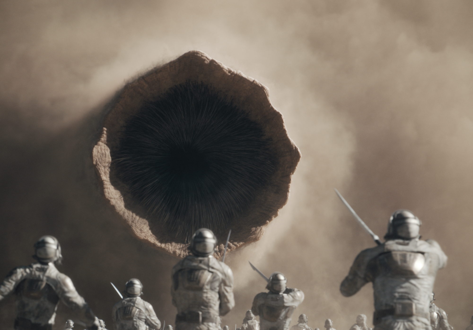 Dune: Part Two - VFX still (worm attack x 1 final comp)