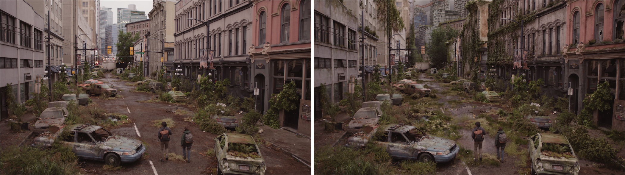 The Last of Us Season 2 - Press Round-Up - Progression VFX Stills - ivy on street