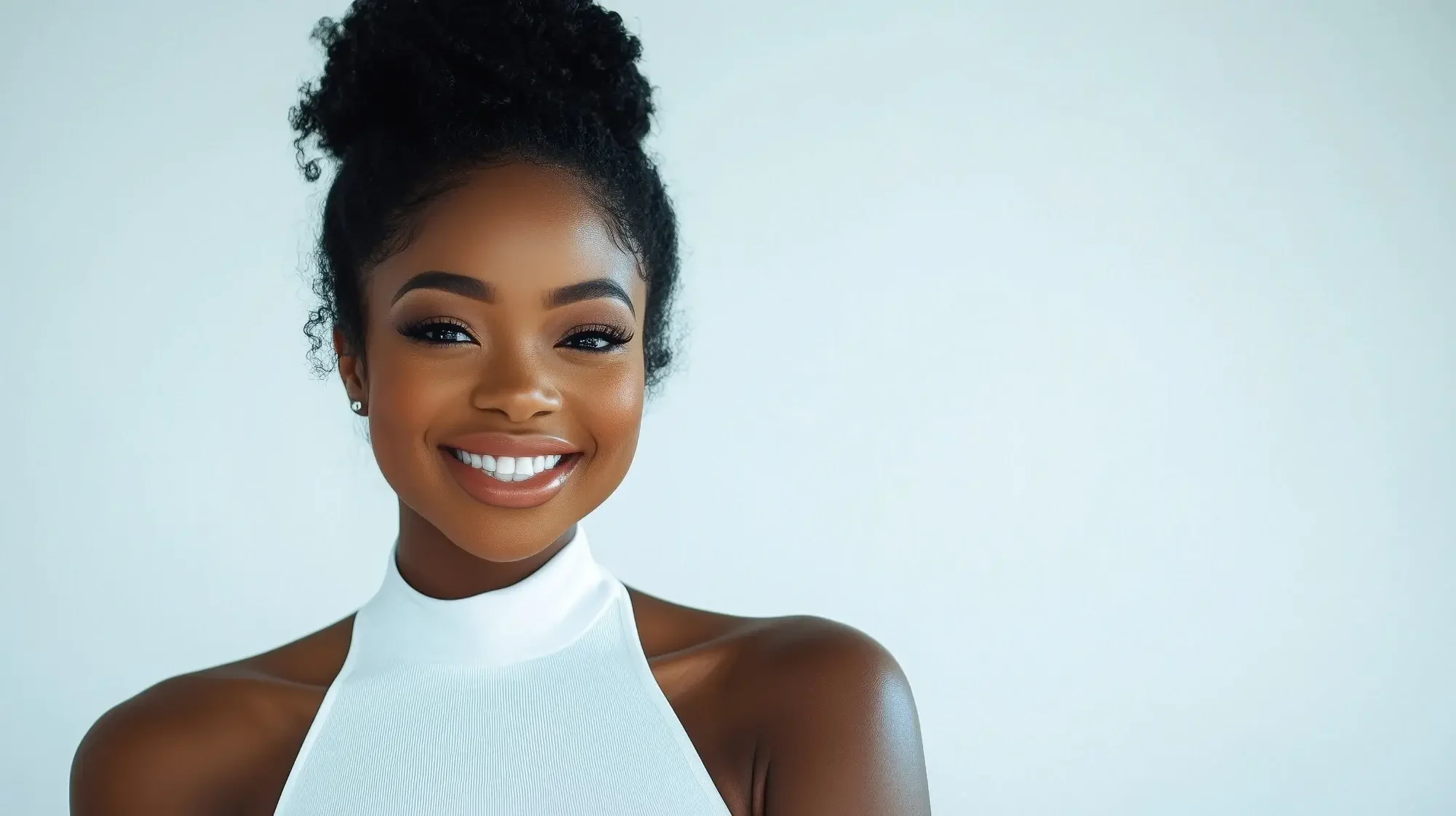Woman smiling and showing off her healthy gums and teeth 