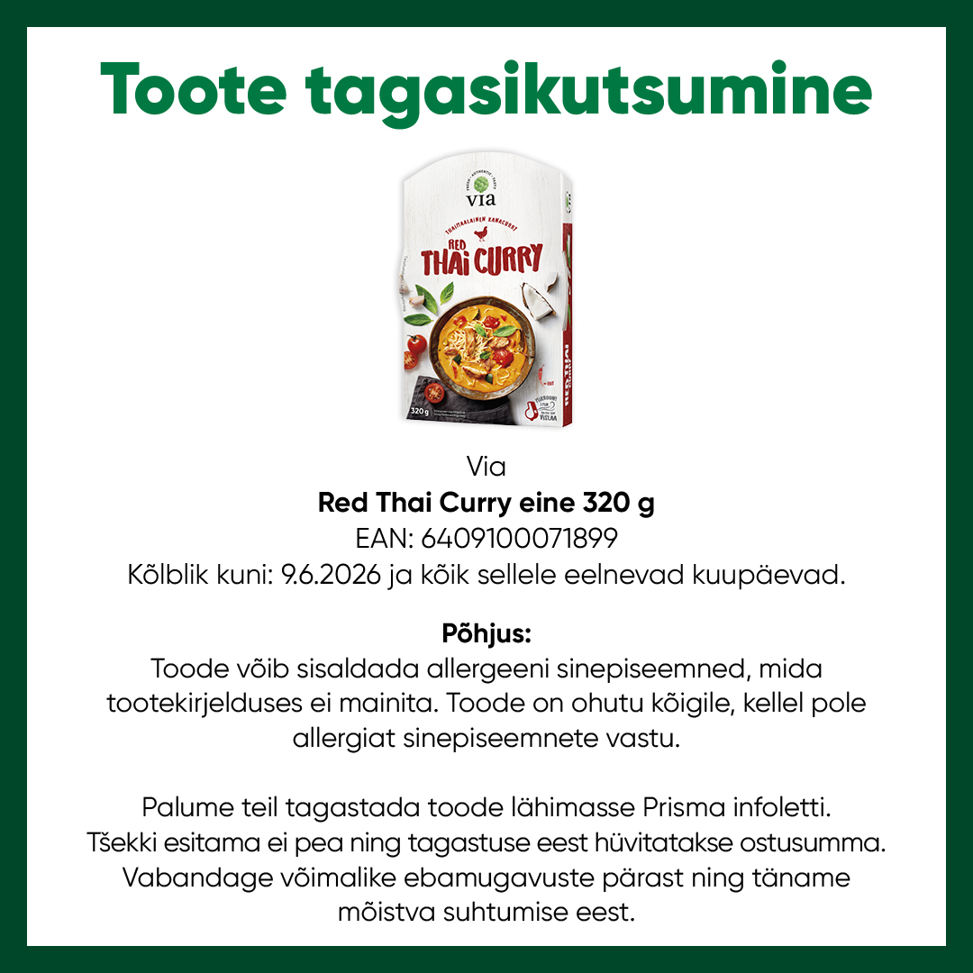 Tagasikutsumine Via Red Thai Curry eine 6409100071899 FB
