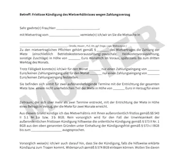 Muster Kündigung