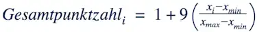 Hier sehen Sie die Formel für die Ermittlung der Rangliste.