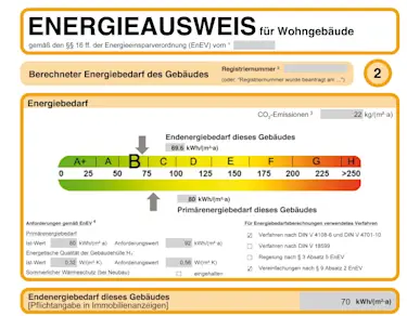 Hier würden Sie das Bild eines Energieausweis für Wohngebäude sehen.