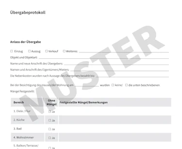 Übergabeprotokoll: Kostenloses Muster