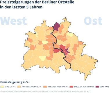 Hier würden Sie eine Karte zum Ost-West Berlin Vergleich sehen anlässlich der 30 Jahre Mauerfall.