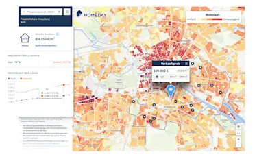 Hier würden Sie eine Karte für Immobilienpreise in Deutschland sehen. Je nach Beliebtheit der Wohnlage ist die Karte eingefärbt.