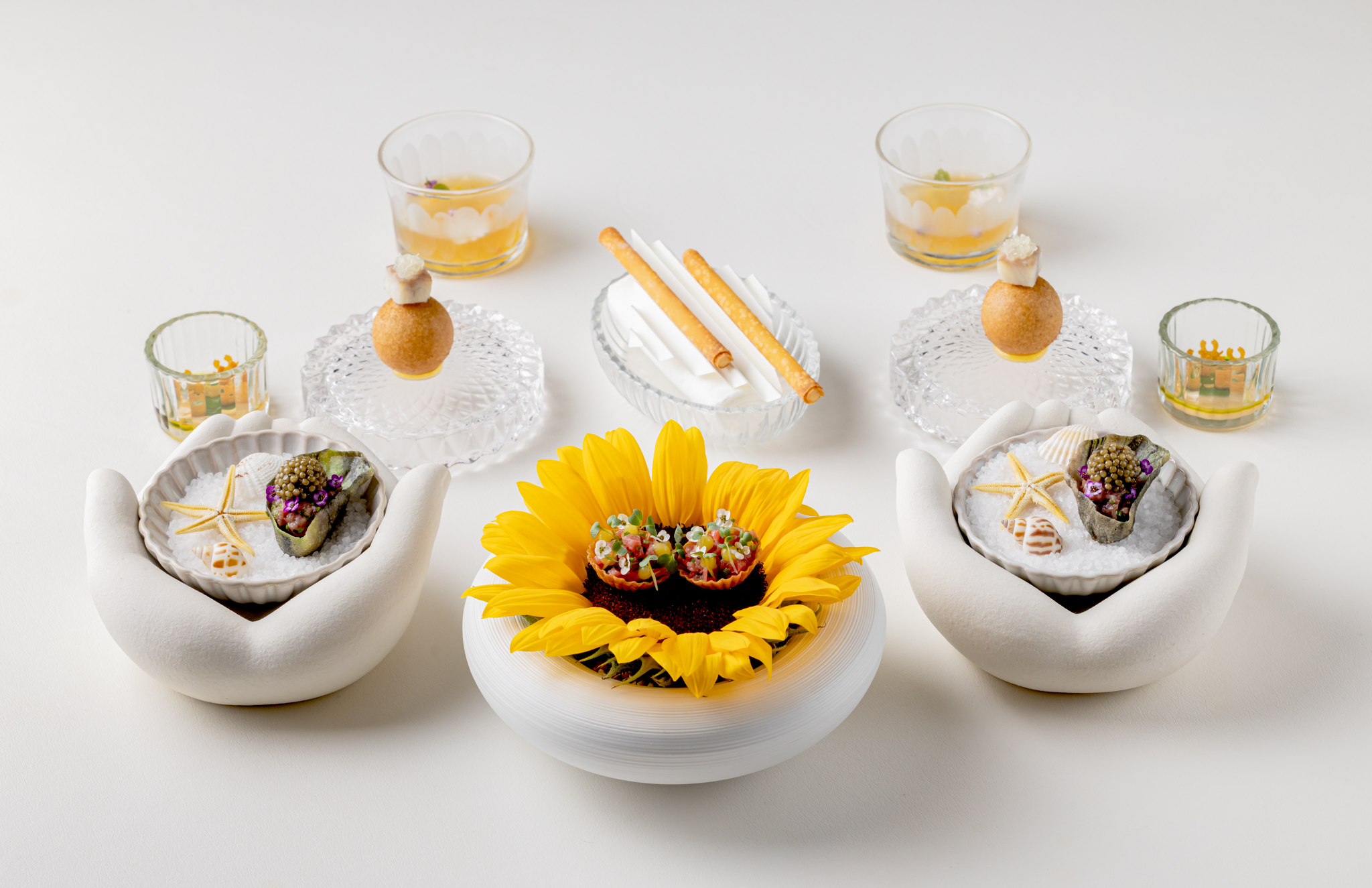 A delicately put-together selection of plates at fine dining Covent Garden restaurant, Frog