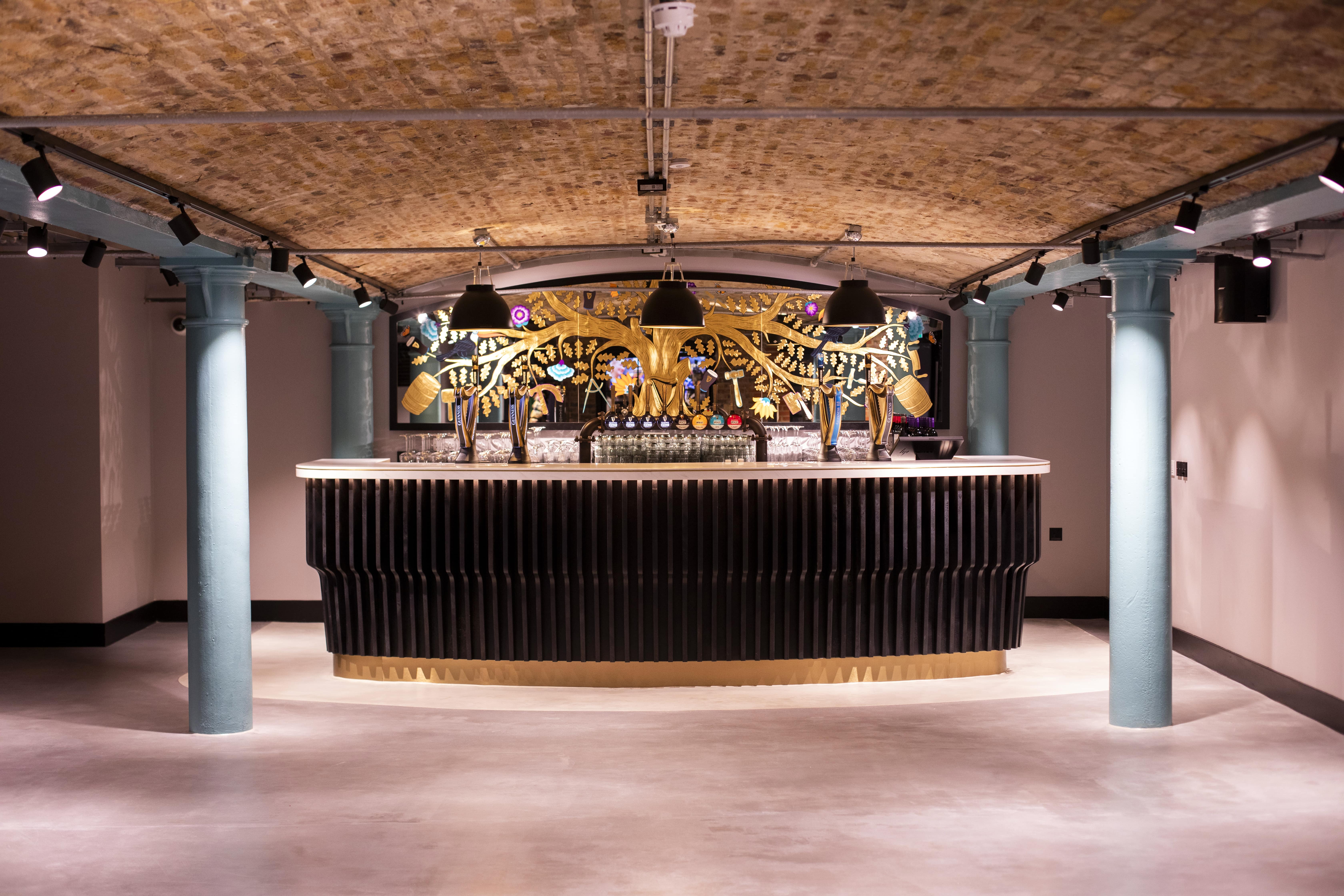 The bar in the Guinness Vaults Barrel Room in London available for private hire