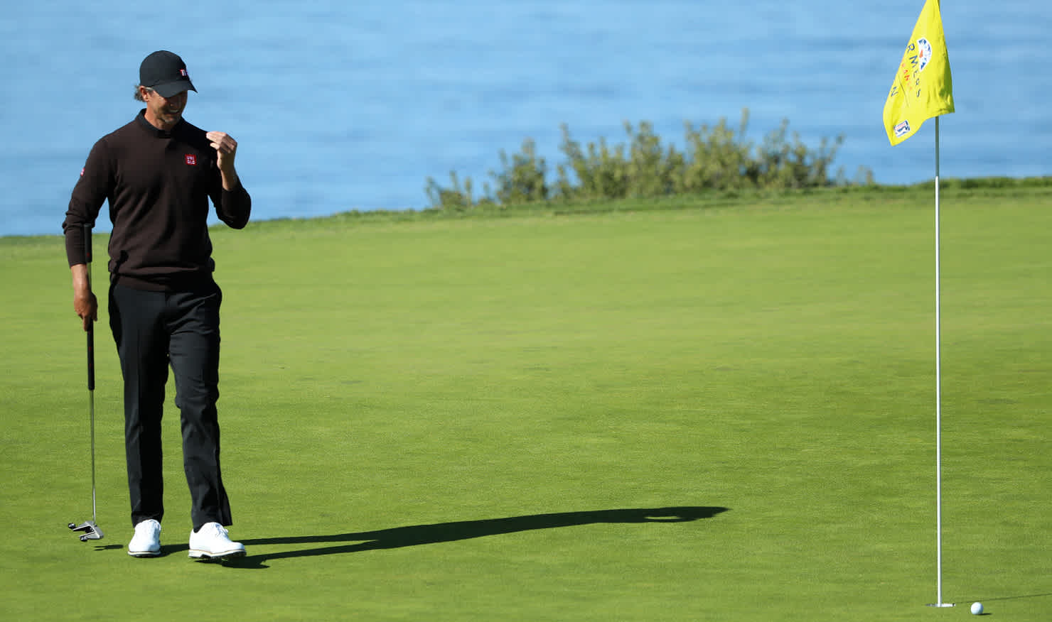 So close yet ... Adam Scott rues a narrowly missed birdie opportunity at Torrey Pines today.