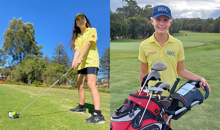 Bethany Clough (left) and Lilli Andrew (right) were over the moon to win a custom fitted set of 14 Callaway and Odyssey golf club - kindly donated by Callaway.