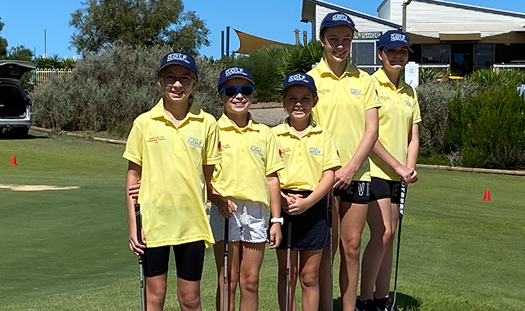 Scholarship Holders and camp attendees Mikalah Zwar, Isabelle Crawford, Eloise Crosby, Chelsea Crawford and Lily Bozdarovski. 
