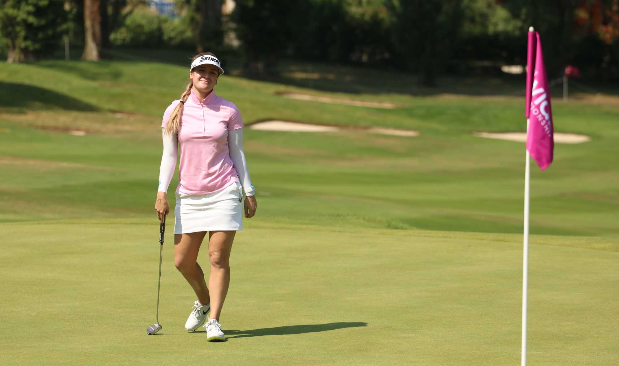 Hannah Green makes birdie on 12 on day one of the 2019 Evian Championship. IMAGE: Justin Falconer