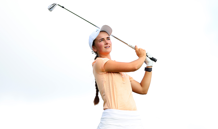 Keeley Marx plays an iron shot during the Women's Amateur Asia-Pacific.