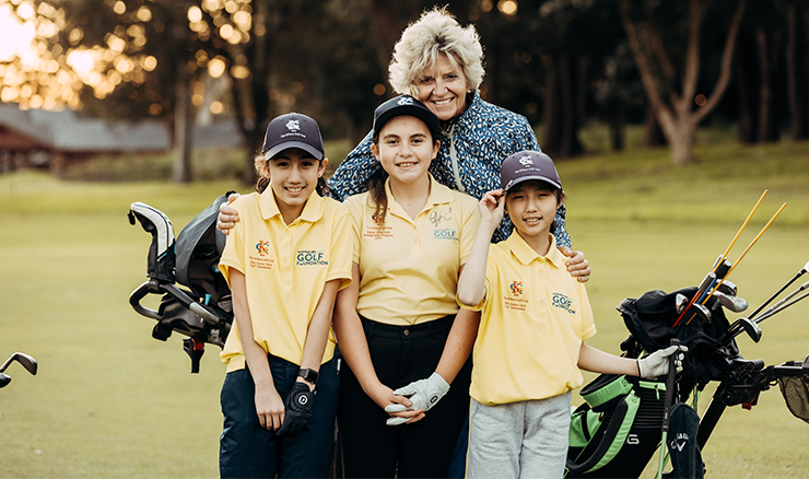 The club where it all began. Bonnie Boezeman with 2022 scholarship girls at Killara Golf Club in Sydney.