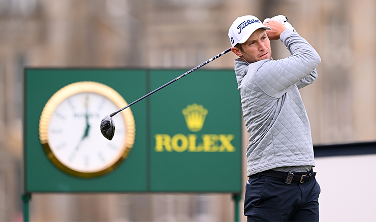 New Zealand's Ben Campbell tees off on the second hole during his second round at the Old Course.