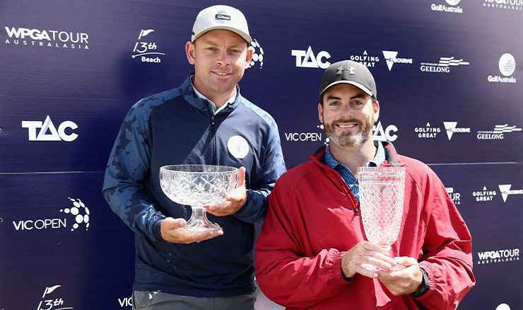 Lachlan Wood and Nick Taylor with their trophies.