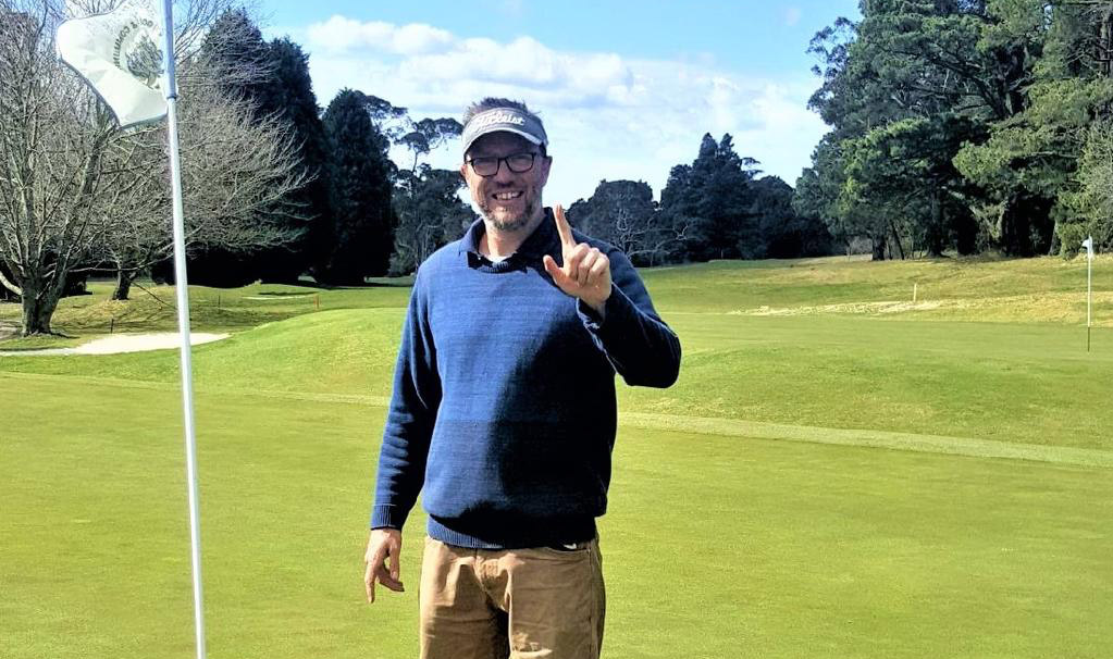 Chris Macartney celebrates his two holes-in-one.