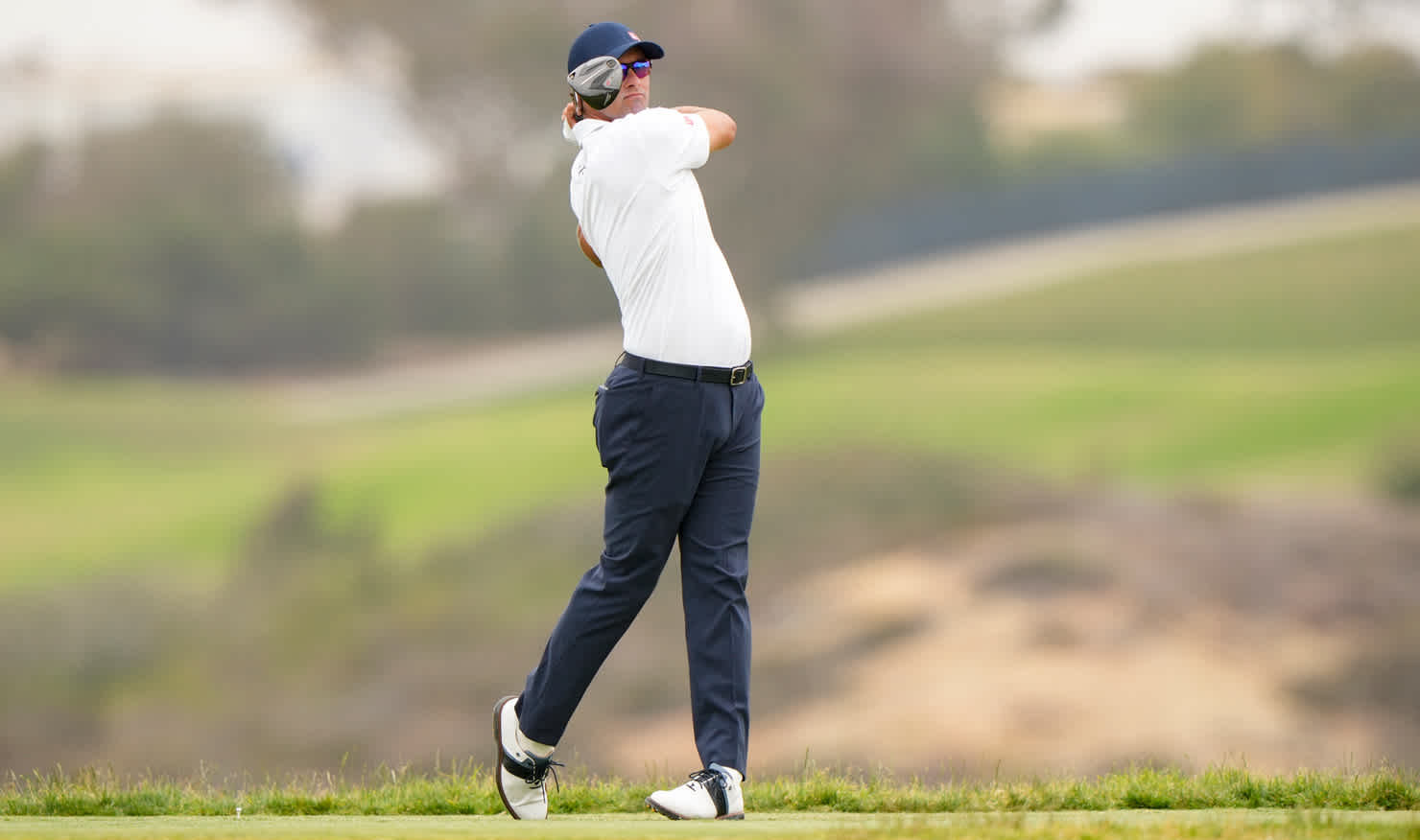 Adam Scott lashes a drive at Torrey Pines today. Picture: USGA