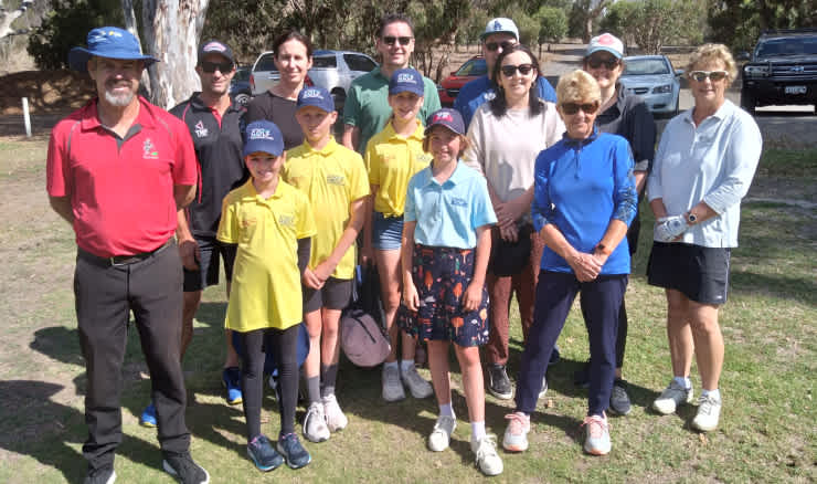 Australian Golf Foundation Junior Girls Golf Scholarship holders with their parents at Victor Harbour's Get Into Golf family event.