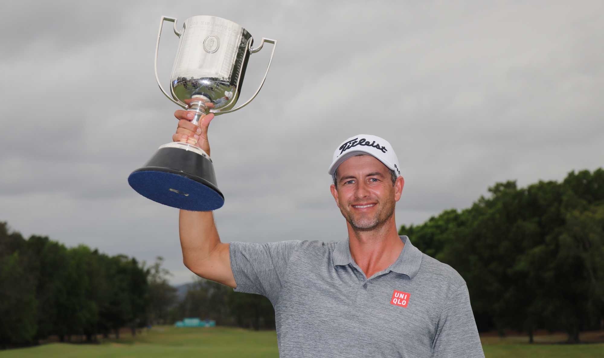 Adam Scott with the Kirkwood Cup after winning the 2019 Australian PGA Championship.