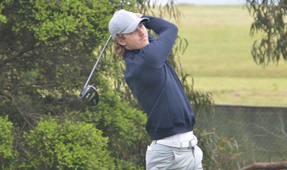Louis Dobbelaar lashes a drive at Commonwealth Golf Club.