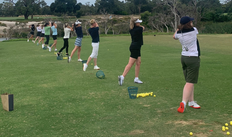 Women ‘under 40’ enjoy a Get into Golf clinic at Peninsula Kingswood Country Golf Club. 