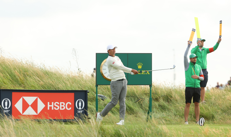 Adam Scott teeing off in round 1 of The Open.