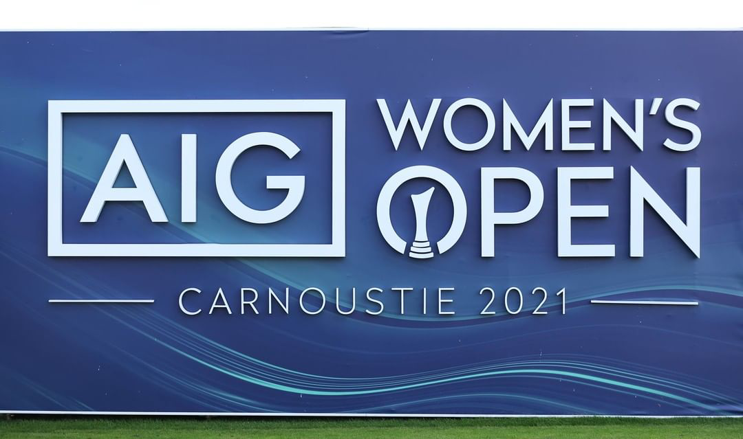 2021 AIG Women's Open sign at Carnoustie.