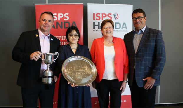Gavin Kirkman, Midori Miyazaki, Karen Lunn and Simon Brookhouse at the 2019 ISPS Handa Vic Open launch.