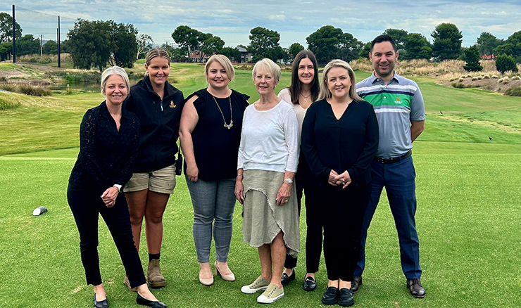 (L-R): Anna Fontaine - Hospitality Manager, Sophie Warren - Course Staff, Tash Bryant - Customer Relations Officer, Helen McMutrie - Club President, Emma Twartz - Finance Manager, Sherylea Kemp - Events Manager, Robert Vincekovic - General Manager.