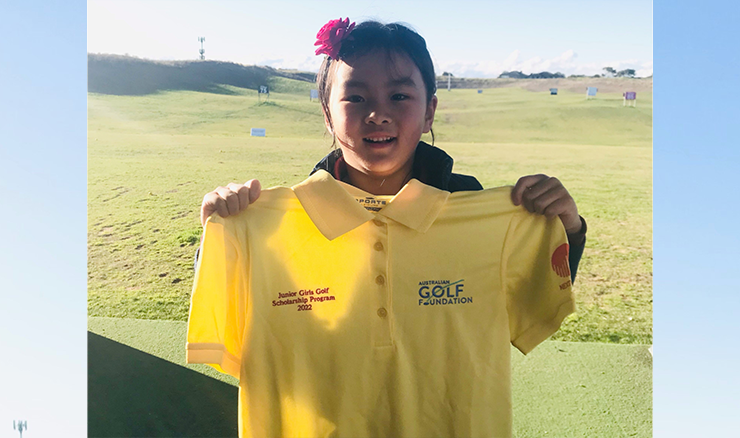 Alice receives her shirt at induction to the program. Her parents and grandma say ‘she is excited every time she goes to the range and practises twice per week’.