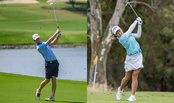 Lukas Michel (pictured at the Asia-Pacific Amateur Championship) and Jeneath Wong (pictured at the Australian Junior Amateur) continued their impressive form today.