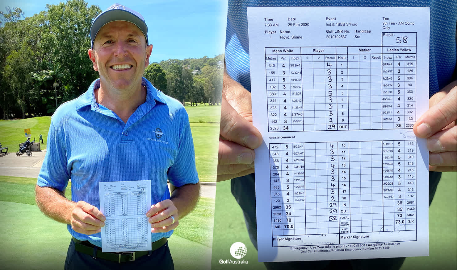 Shane Floyd is all smiles holding up his record-breaking card.