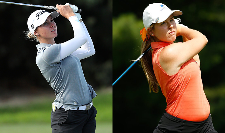 Kelsey Bennett (left) and Maddison Hinson-Tolchard (right) are in the mix for the strokeplay medal at the US Women's Amateur.