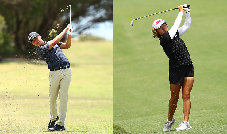 Jeffrey Guan and Claire Shin in action at the Australian Amateur earlier this month.