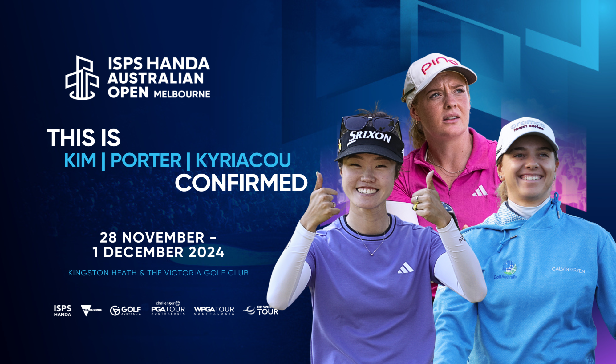 Grace Kim, Steph Kyriacou and Cassie Porter will play the ISPS HANDA Australian Open