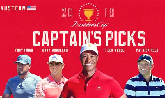 Tony Finau, Gary Woodland, Tiger Woods and Patrick Reed have joined the United States Presidents Cup team.