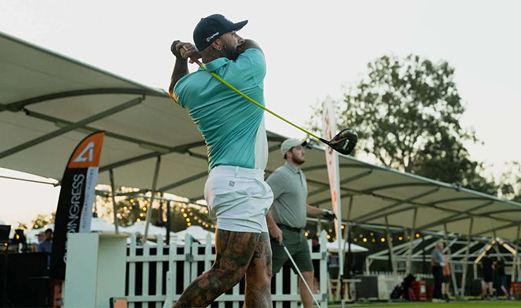 PLDA Australia Director Joel Taylor in action at an Australian Long Drive event.