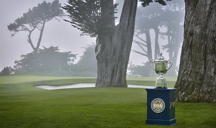 The famous Wanamaker Trophy is up for grabs at seaside Harding Park in foggy San Francisco.