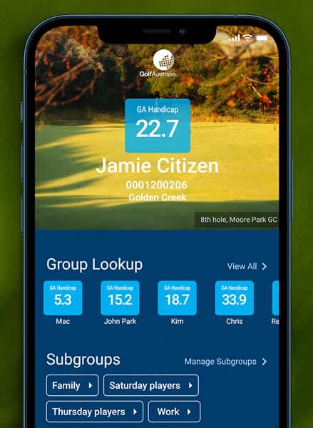 GA Handicap App home screen image