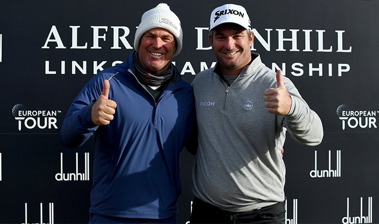 Shane Warne and Ryan Fox together when they came runner-up in the pro-am at last year's Alfred Dunhill Links Championship.