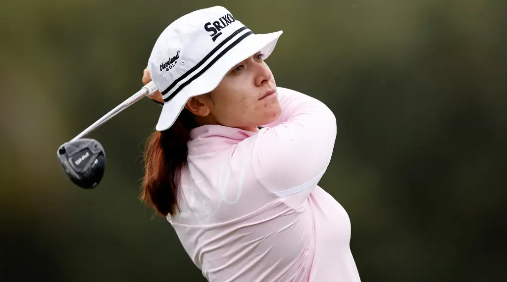 Hannah Green with her bucket hat on in the opening round of the LPGA Tour's season finale.