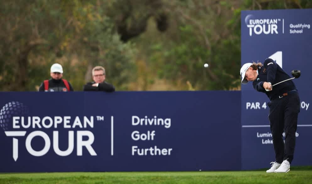 Jake McLeod drives at European Tour Q-school.